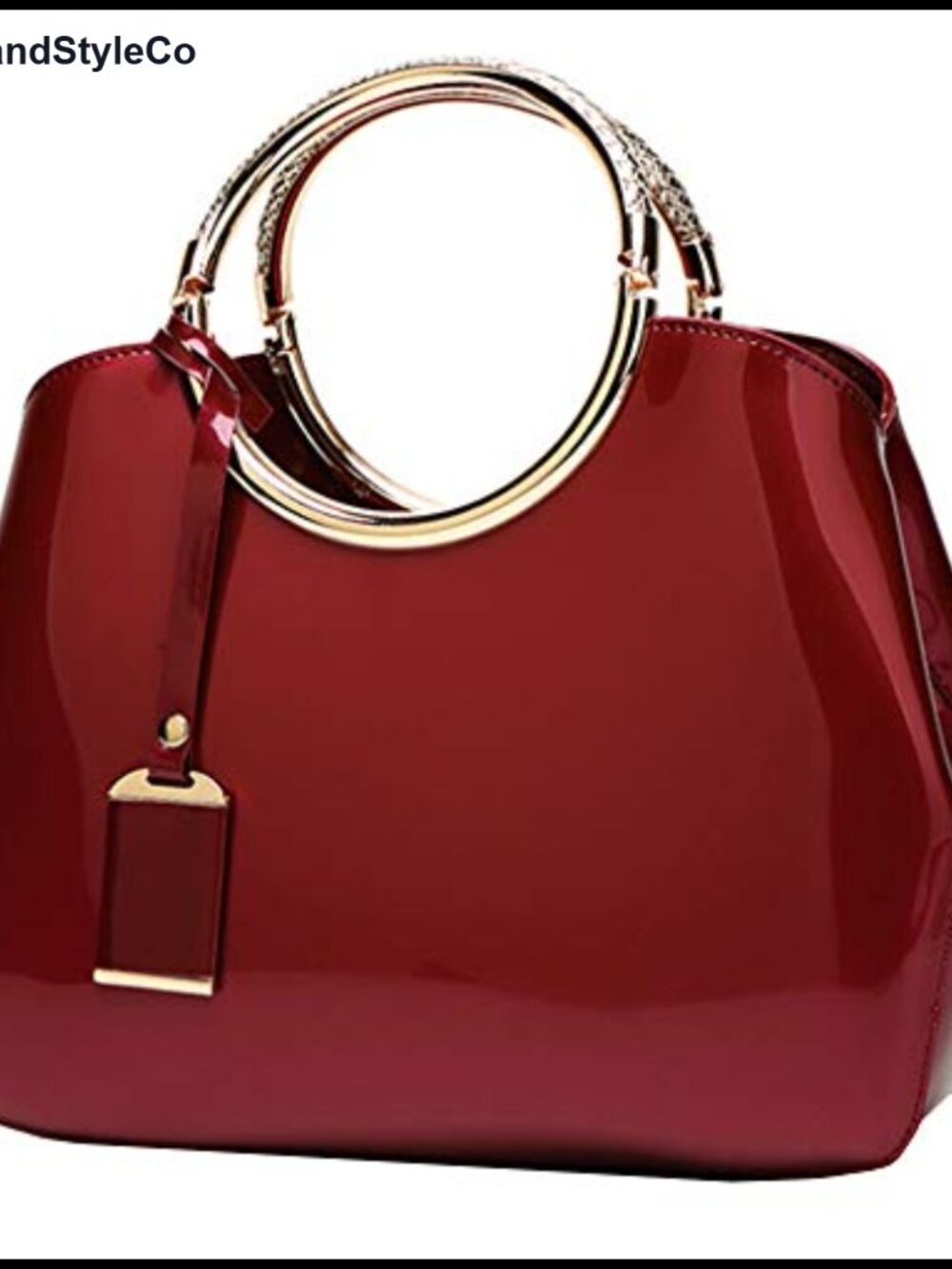 Patent Leather Satchel Tote Handbag with Top Handle & Crossbody Strap